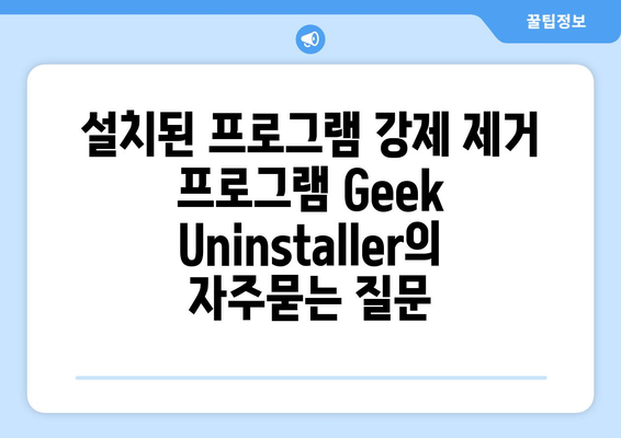 설치된 프로그램 강제 제거 프로그램 Geek Uninstaller