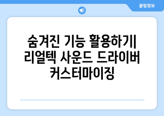 리얼텍 사운드 드라이버 커스텀화하기