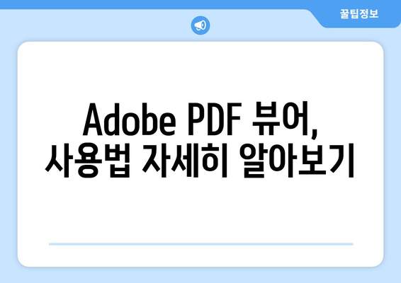 어도비 PDF 뷰어 무료 설치 안내