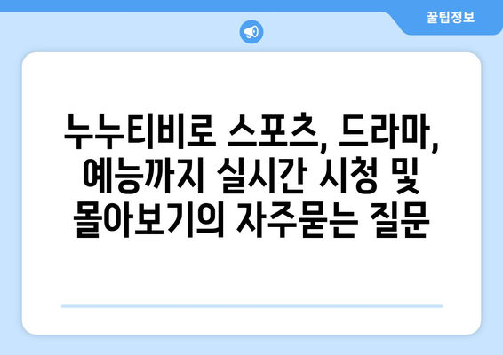 누누티비로 스포츠, 드라마, 예능까지 실시간 시청 및 몰아보기