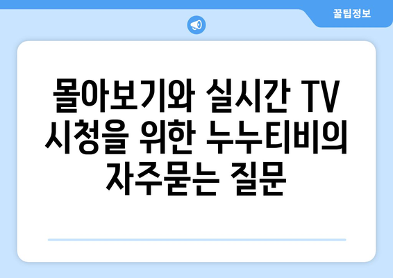 몰아보기와 실시간 TV 시청을 위한 누누티비