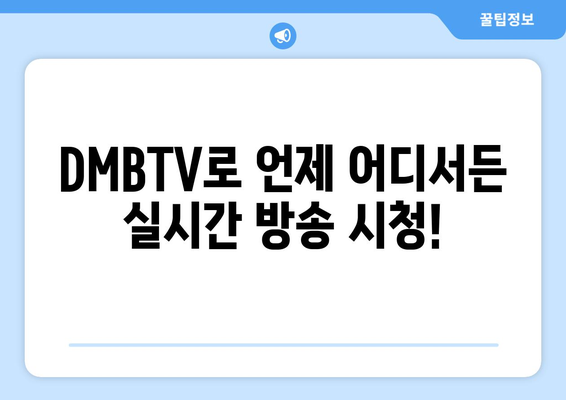 DMBTV에서 실시간 TV 시청과 다양한 채널 즐기기