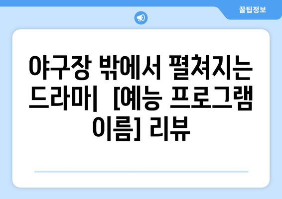 드라마처럼 만든 야구 예능 시청하기