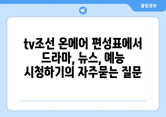 tv조선 온에어 편성표에서 드라마, 뉴스, 예능 시청하기