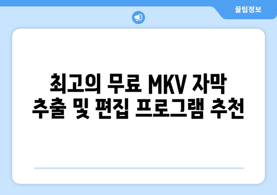 MKV 자막 추출 및 편집 프로그램 무료 다운로드 및 설치