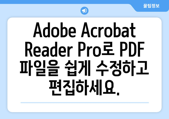 Adobe Acrobat Reader Pro 무료 다운로드 및 설치: PDF 파일 수정 편집