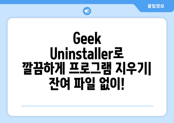 Geek Uninstaller 무료 강제 프로그램/앱 제거