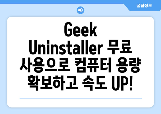 Geek Uninstaller 무료 강제 프로그램/앱 제거