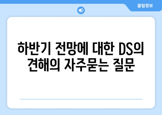 하반기 전망에 대한 DS의 견해