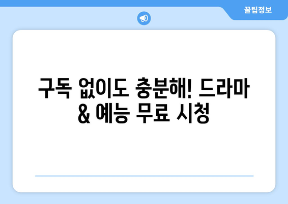 구독료 없이 드라마와 예능을 즐기는 방법