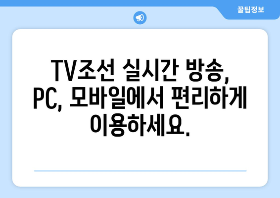 TV조선 온에어 예능, 드라마, 축구 고화질로 실시간 시청하기