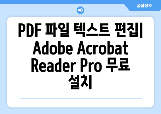 PDF 파일 텍스트 편집: Adobe Acrobat Reader Pro 무료 설치