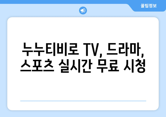 누누티비로 실시간 TV, 스포츠, 드라마, 예능 시청하기