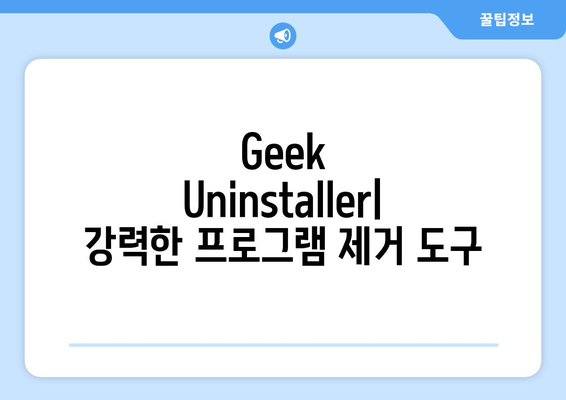 설치된 프로그램 강제 제거 프로그램 Geek Uninstaller