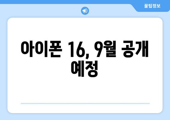 9월 공개 예정 아이폰 16 미리보기, 색상, 사전예약 정보