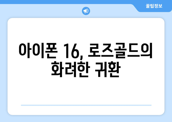 미리보기와 함께! 아이폰 16 로즈골드 색상 부활