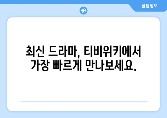 티비위키 드라마 다시보기 사이트, 최신 작품 한곳에