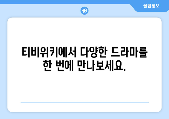 티비위키 드라마 다시보기: 인기 드라마 한 번에 감상하기