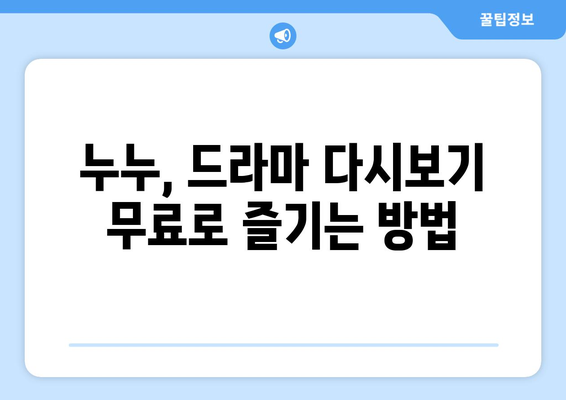 드라마 다시보기 누누, 인기 드라마를 빠르게 무료로 시청하는 팁