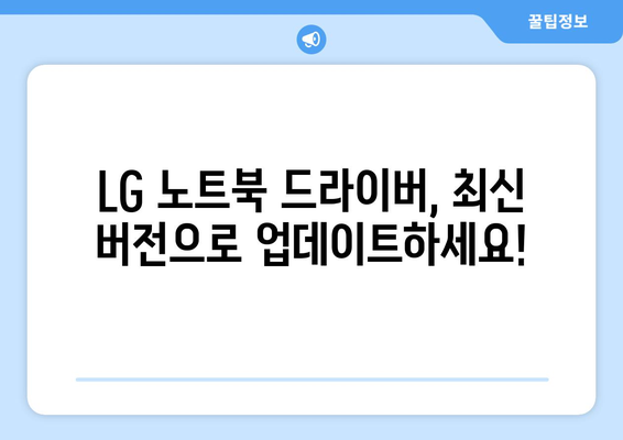 LG 드라이버 설치: 노트북과 모니터 드라이버 최신 버전 받기