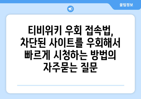 티비위키 우회 접속법, 차단된 사이트를 우회해서 빠르게 시청하는 방법