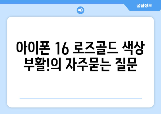 아이폰 16 로즈골드 색상 부활!