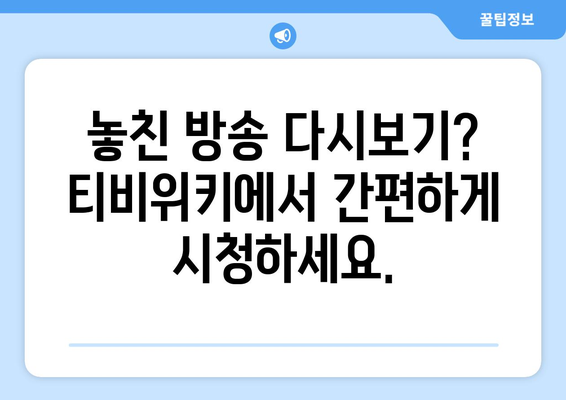 티비위키 다시보기 사이트, 최신 드라마와 예능을 무료로 시청