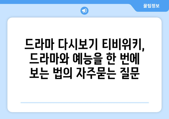 드라마 다시보기 티비위키, 드라마와 예능을 한 번에 보는 법