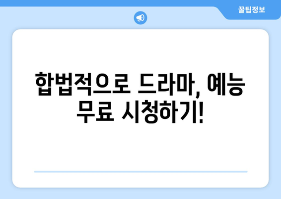 드라마 다시보기 사이트 추천, 최신 드라마와 예능을 무료로 시청하는 법