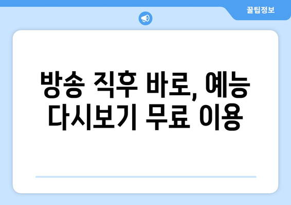 티비 예능 다시보기, 최신 프로그램 무료로 시청하는 법