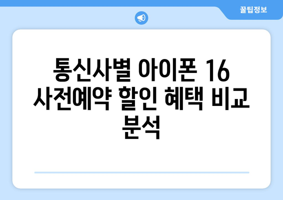 아이폰 16 사전예약 혜택과 통신사 할인 정보