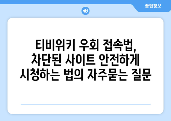 티비위키 우회 접속법, 차단된 사이트 안전하게 시청하는 법