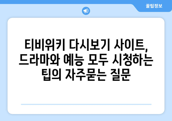 티비위키 다시보기 사이트, 드라마와 예능 모두 시청하는 팁