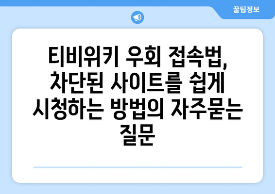 티비위키 우회 접속법, 차단된 사이트를 쉽게 시청하는 방법