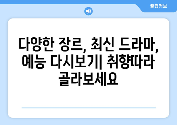 드라마 예능 다시보기 사이트 추천, 최신 콘텐츠를 쉽게 시청하는 법