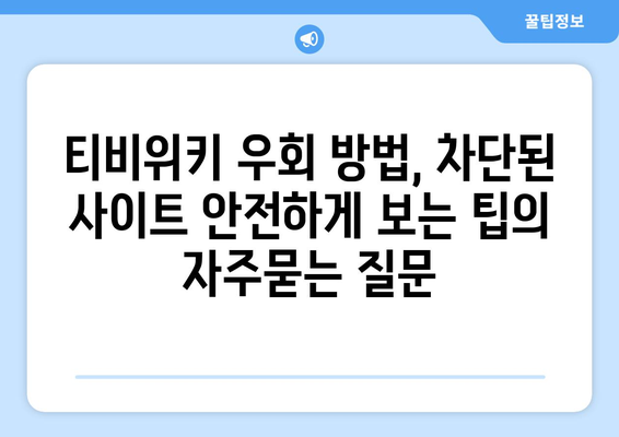 티비위키 우회 방법, 차단된 사이트 안전하게 보는 팁