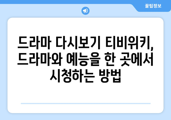 드라마 다시보기 티비위키, 드라마와 예능을 한 곳에서 시청하는 방법