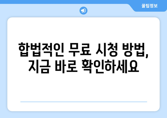 드라마 예능 다시보기, 최신 프로그램 무료 시청 방법