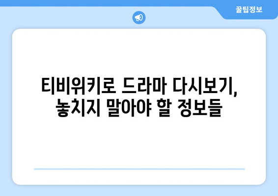 티비위키 드라마 다시보기, 최신 드라마를 안전하게 시청하는 방법