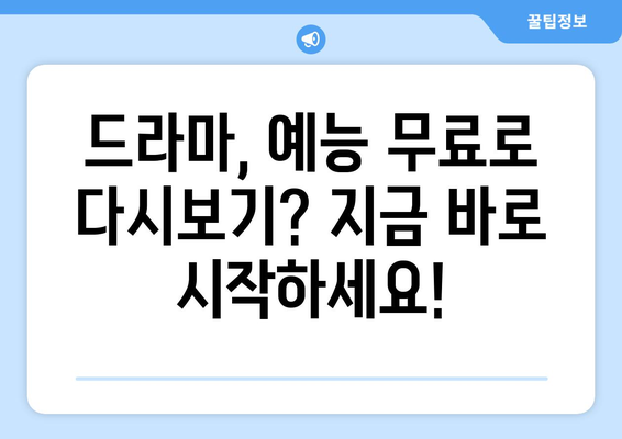 드라마 예능 다시보기 사이트 추천, 인기 프로그램을 무료로 보는 법