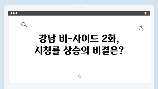 강남 비-사이드 2화 시청률과 충격적 반전