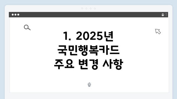 1. 2025년 국민행복카드 주요 변경 사항