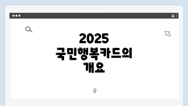 2025 국민행복카드의 개요