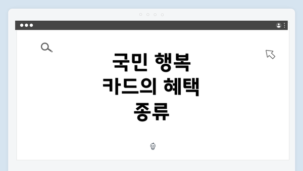 국민 행복 카드의 혜택 종류