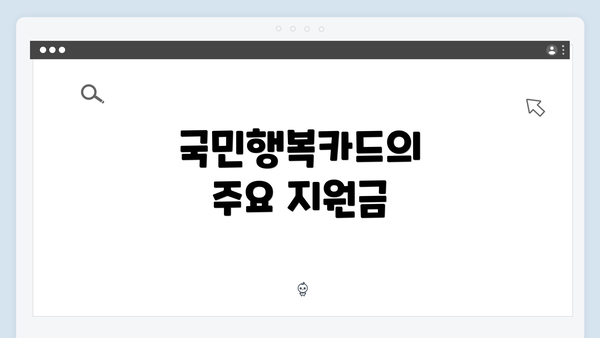 국민행복카드의 주요 지원금