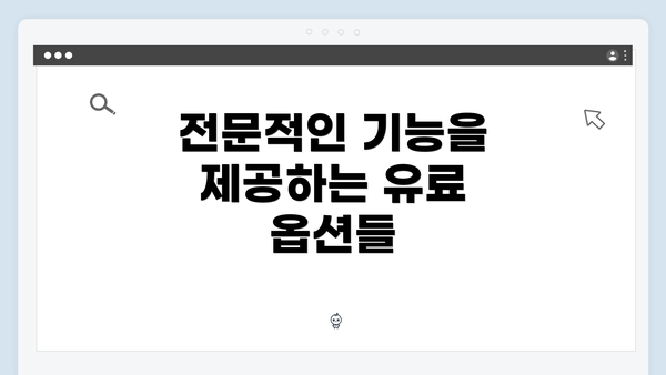 전문적인 기능을 제공하는 유료 옵션들