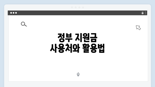 정부 지원금 사용처와 활용법