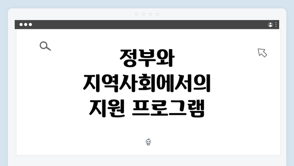 정부와 지역사회에서의 지원 프로그램