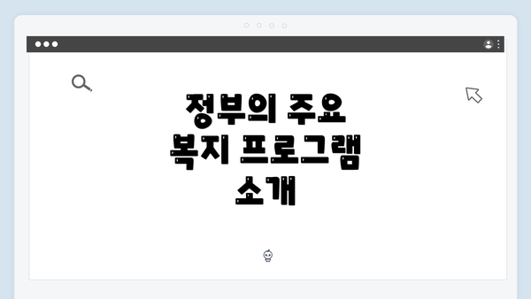 정부의 주요 복지 프로그램 소개