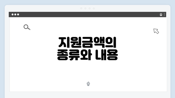 지원금액의 종류와 내용
